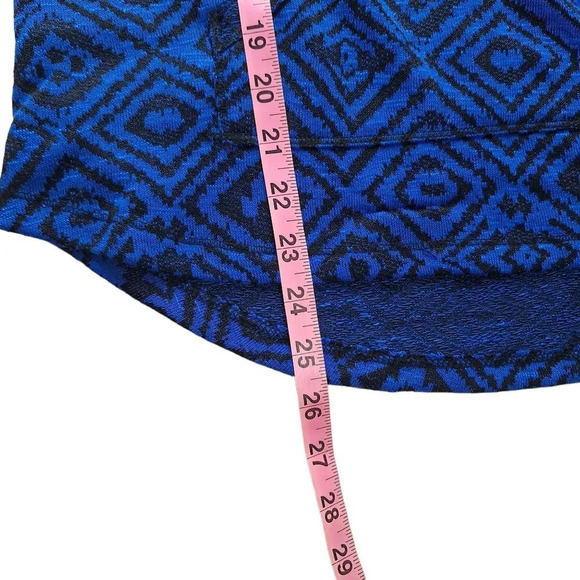 Ruby Rd Petite Med Blue Black Drawstring Cowl Neck Roll-Tab Sweater Top Pocket - Picture 9 of 9